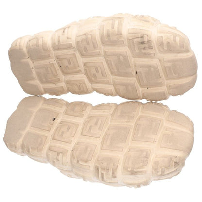 FENDI All-Over Logo Print Rubber Sandals Beige Size 7