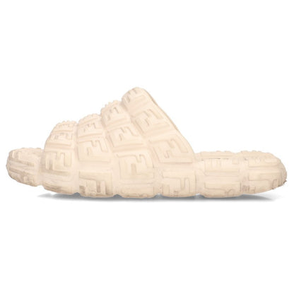 FENDI All-Over Logo Print Rubber Sandals Beige Size 7