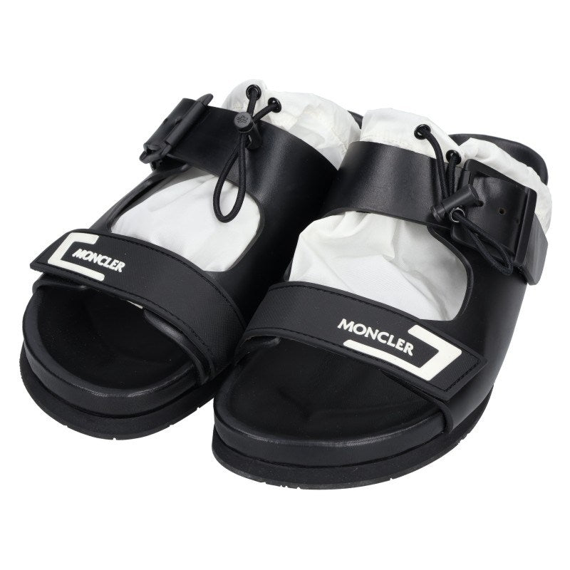 MONCLER SAMLA SANDALS Rubber Logo Tape Sandals Black Size 7