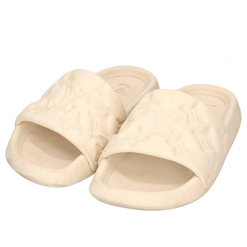 LOUISVUITTON Waterfront Embossed Monogram Slides Sandals Size 6