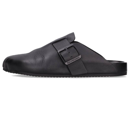 BALENCIAGA Sunday Mule Leather Sandals Black Size 9.5