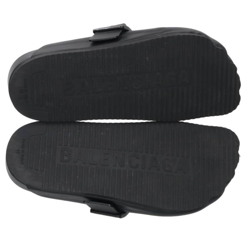 BALENCIAGA Sunday Mule Leather Sandals Black Size 9.5