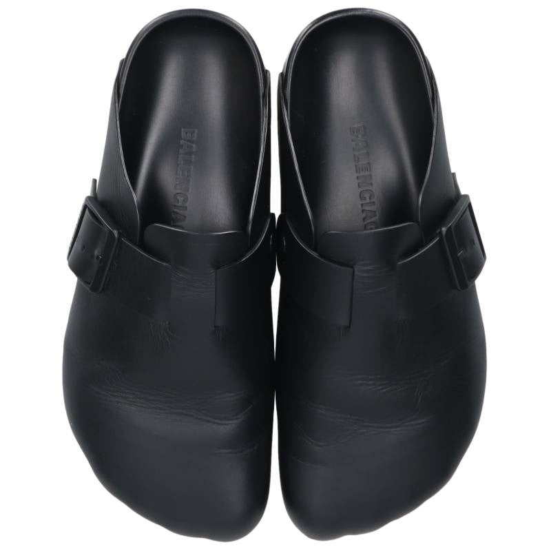 BALENCIAGA Sunday Mule Leather Sandals Black Size 9.5