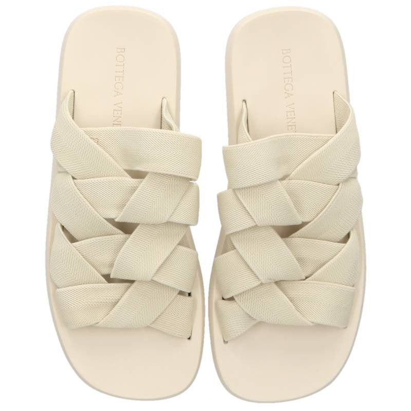 BOTTEGA VENETA Intrecciato Flat Sandals White Size EU 40