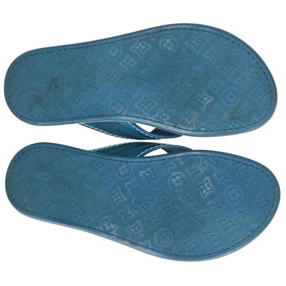 LOUISVUITTON Monogram Leather Beach Sandals Blue Size 6