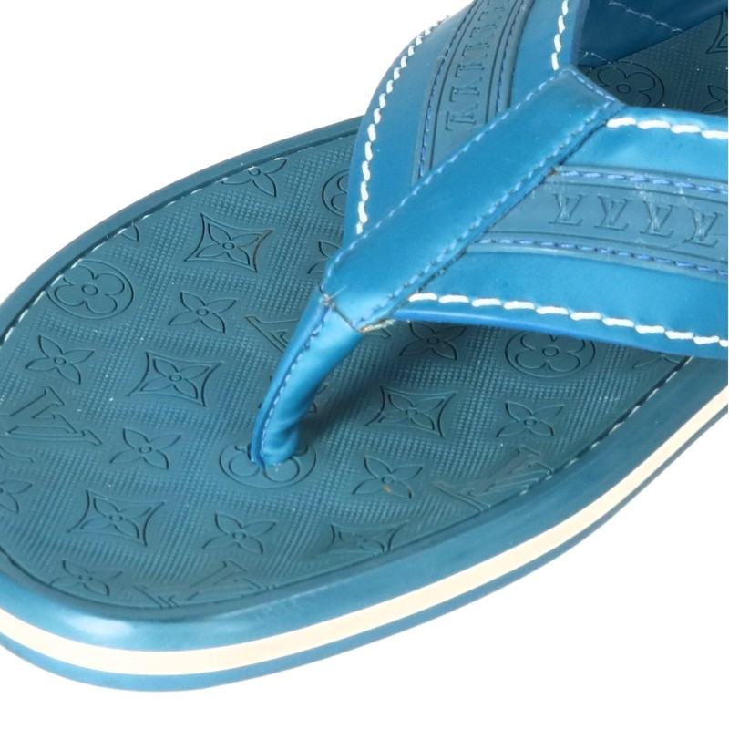 LOUISVUITTON Monogram Leather Beach Sandals Blue Size 6