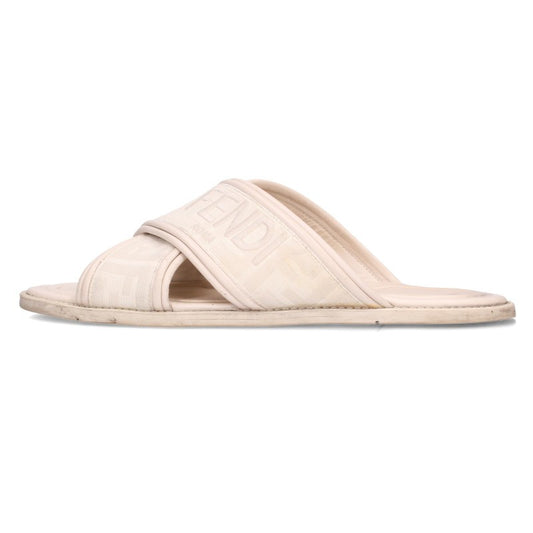 FENDI Logo Slides White Sandals Size 8