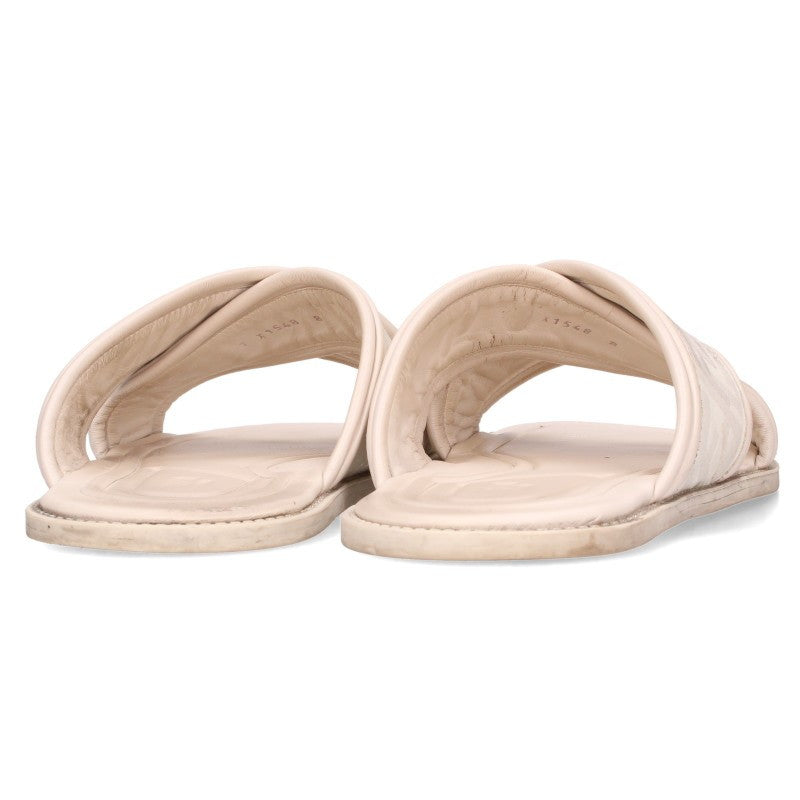 FENDI Logo Slides White Sandals Size 8