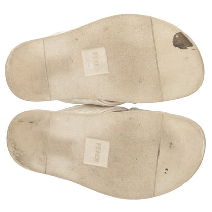 FENDI Logo Slides White Sandals Size 8