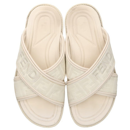 FENDI Logo Slides White Sandals Size 8