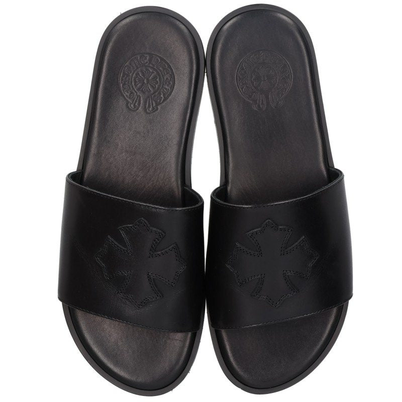 Chrome Hearts CH Plus Patch Leather Sandals Black Size EU 41