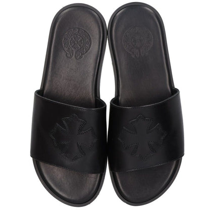 Chrome Hearts CH Plus Patch Leather Sandals Black Size EU 41