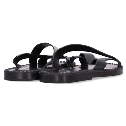 JIMMYCHOO Black Silver Cross-Strap Flat Sandal Size EU 42