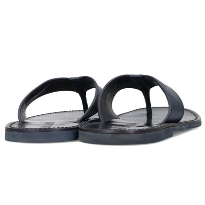 PRADA Side Logo Leather Sandals Navy Size 7.5