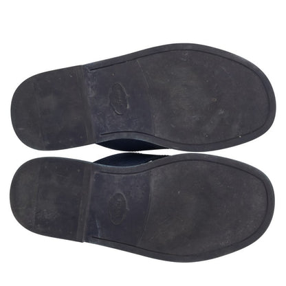 PRADA Side Logo Leather Sandals Navy Size 7.5