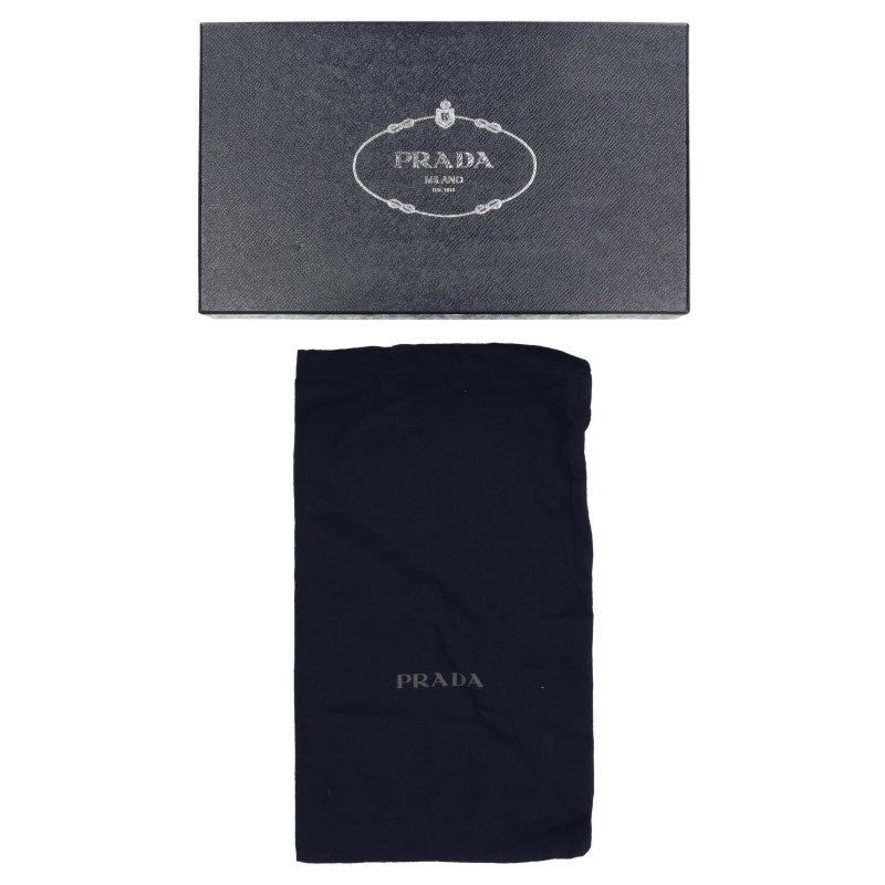 PRADA Side Logo Leather Sandals Navy Size 7.5