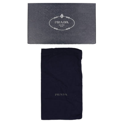 PRADA Side Logo Leather Sandals Navy Size 7.5