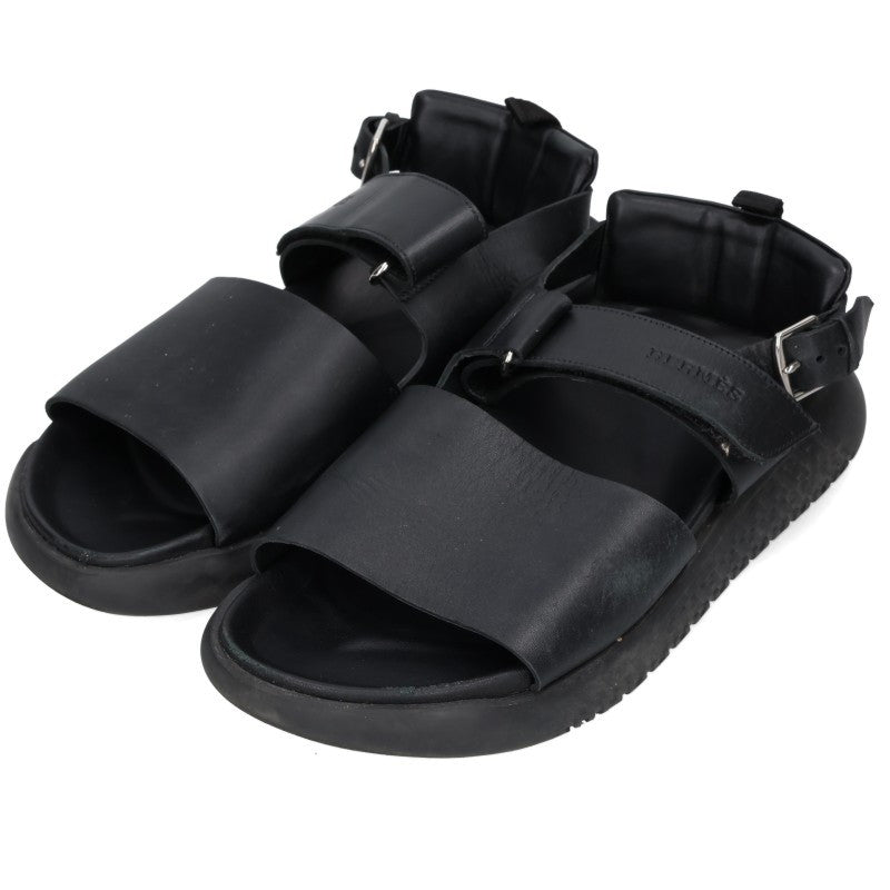 HERMES Archipel Leather Sandals Black Size EU 42