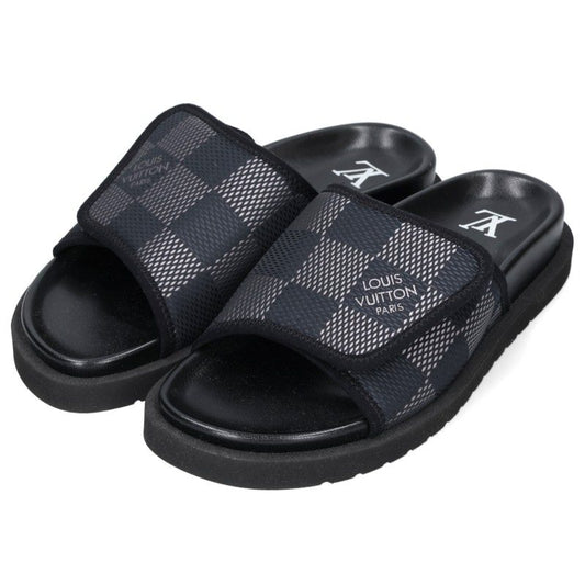 LOUISVUITTON Miami Damier Leather Sandals Black Size 5