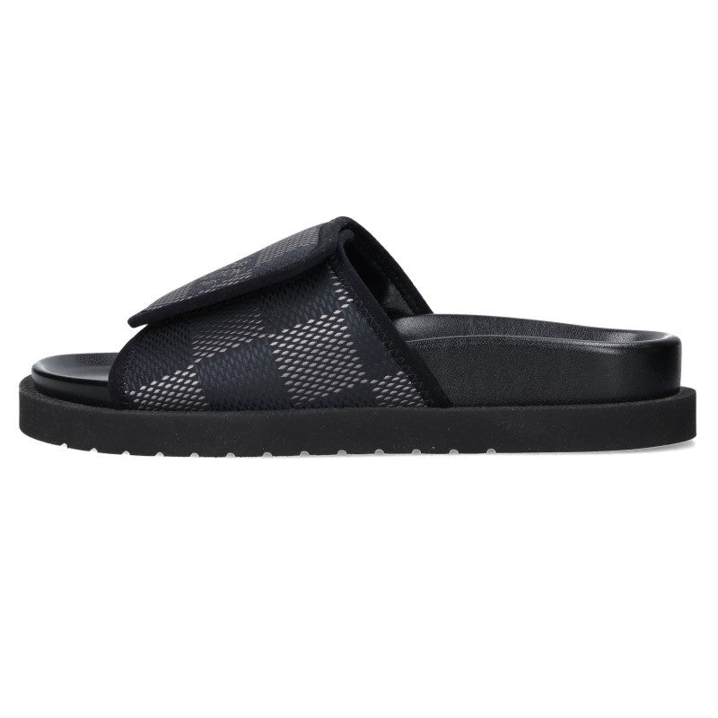 LOUISVUITTON Miami Damier Leather Sandals Black Size 5