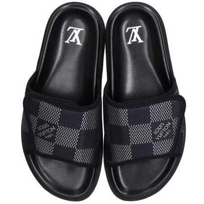 LOUISVUITTON Miami Damier Leather Sandals Black Size 5