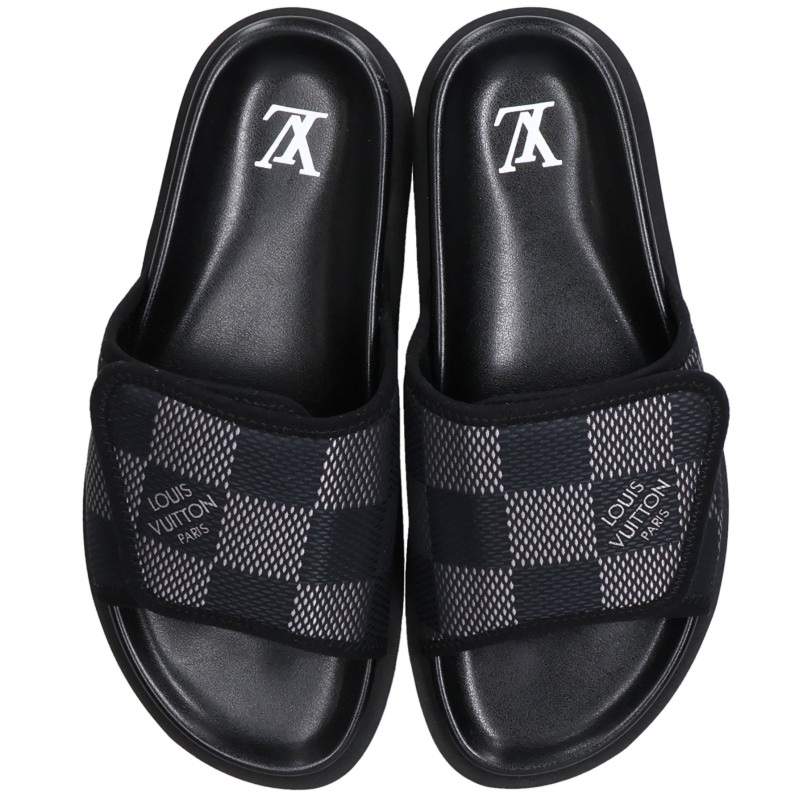 LOUISVUITTON Miami Damier Leather Sandals Black Size 5