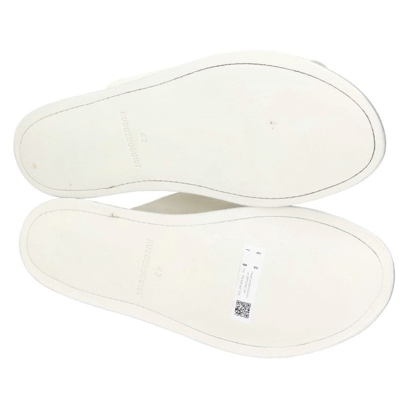 GUIDI Center Zip Leather Sandals White Size EU 42