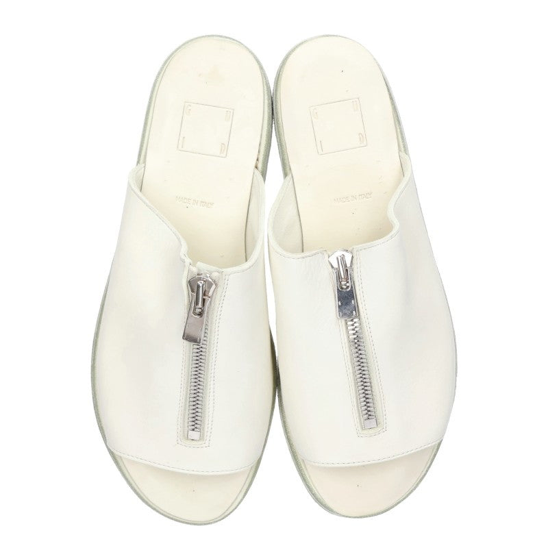 GUIDI Center Zip Leather Sandals White Size EU 42