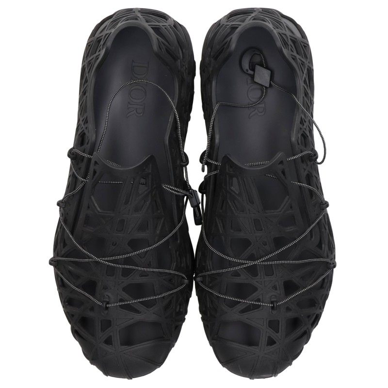 DIOR Black Warp Cannage Rubber Sandals Size EU 44