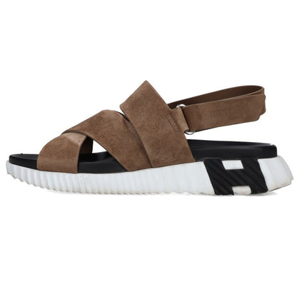 HERMES Electric Black White Brown Sandals Size EU 41