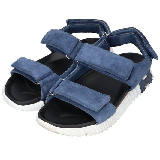 HERMES Junior Suede Sandals Navy White Size EU 42