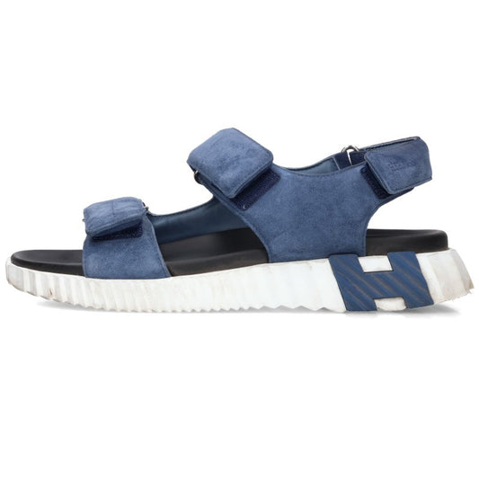 HERMES Junior Suede Sandals Navy White Size EU 42