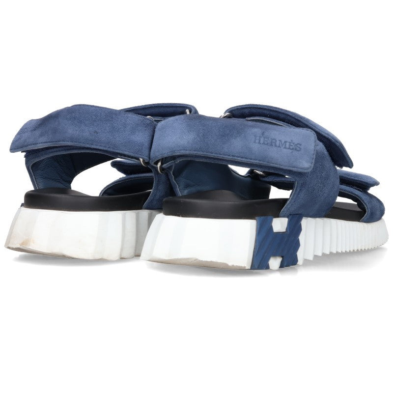 HERMES Junior Suede Sandals Navy White Size EU 42