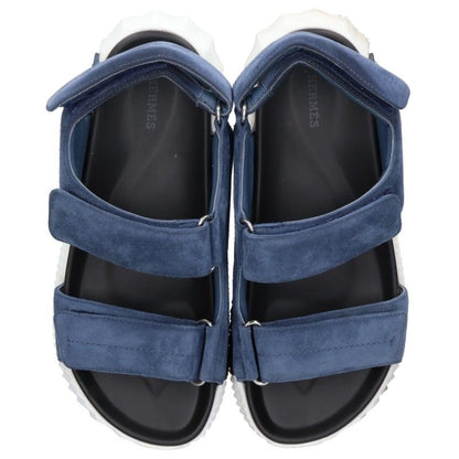 HERMES Junior Suede Sandals Navy White Size EU 42