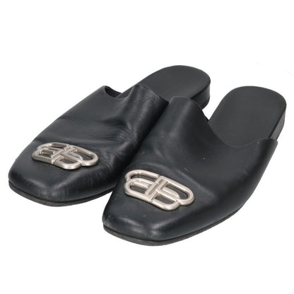 BALENCIAGA Square Toe BB Logo Sandals Black Size EU 42