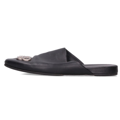 BALENCIAGA Square Toe BB Logo Sandals Black Size EU 42