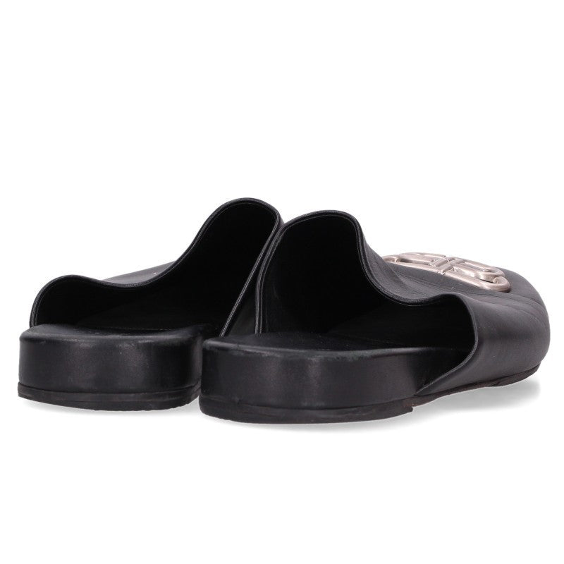 BALENCIAGA Square Toe BB Logo Sandals Black Size EU 42
