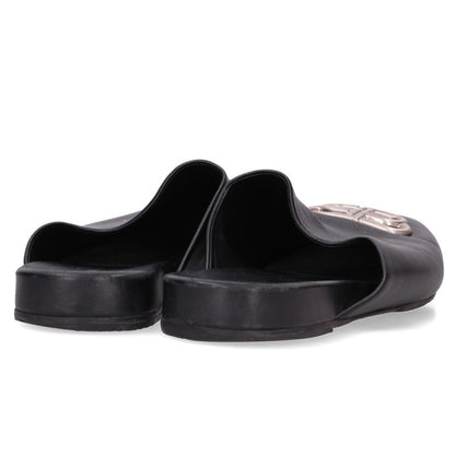 BALENCIAGA Square Toe BB Logo Sandals Black Size EU 42