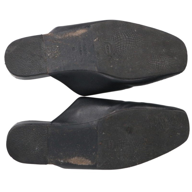 BALENCIAGA Square Toe BB Logo Sandals Black Size EU 42