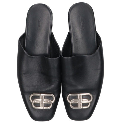 BALENCIAGA Square Toe BB Logo Sandals Black Size EU 42