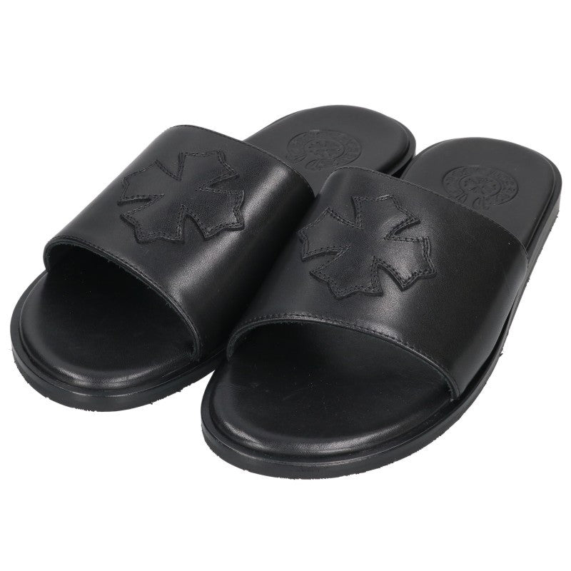 Chrome Hearts CH Plus Patch Leather Sandals Black Size EU 43