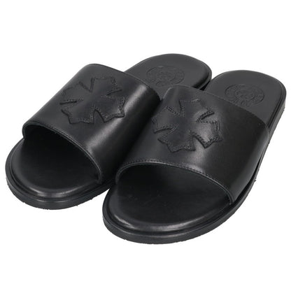 Chrome Hearts CH Plus Patch Leather Sandals Black Size EU 43