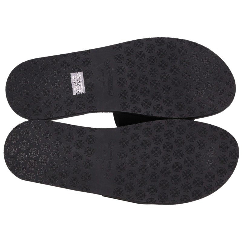 Chrome Hearts CH Plus Patch Leather Sandals Black Size EU 43