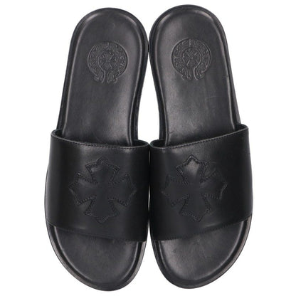 Chrome Hearts CH Plus Patch Leather Sandals Black Size EU 43