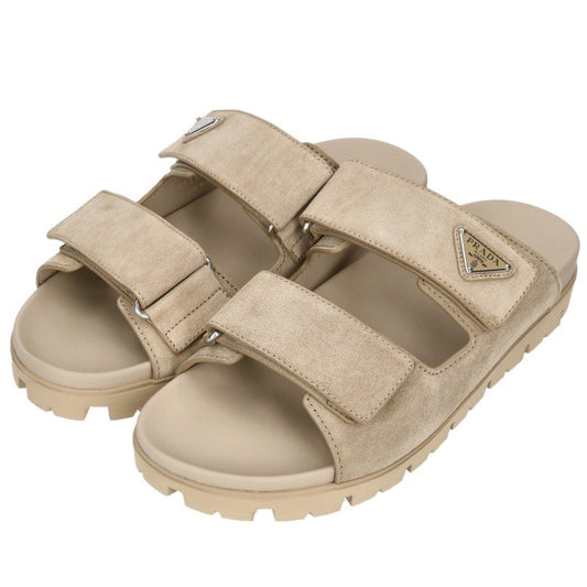 PRADA 26SS Suede Flat Sandals Beige Size 9