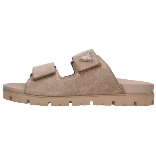 PRADA 26SS Suede Flat Sandals Beige Size 9