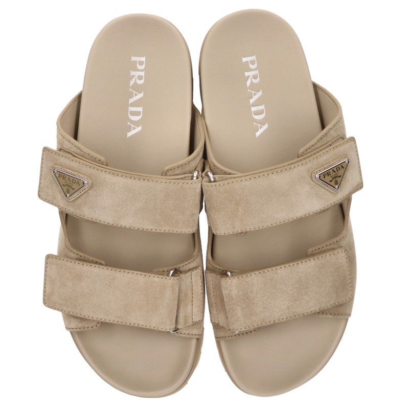 PRADA 26SS Suede Flat Sandals Beige Size 9
