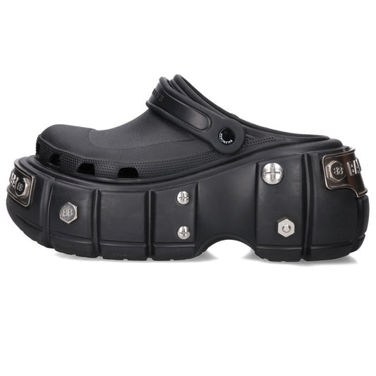 BALENCIAGA Hardcrocs Sandals Black/Silver Size EU 44