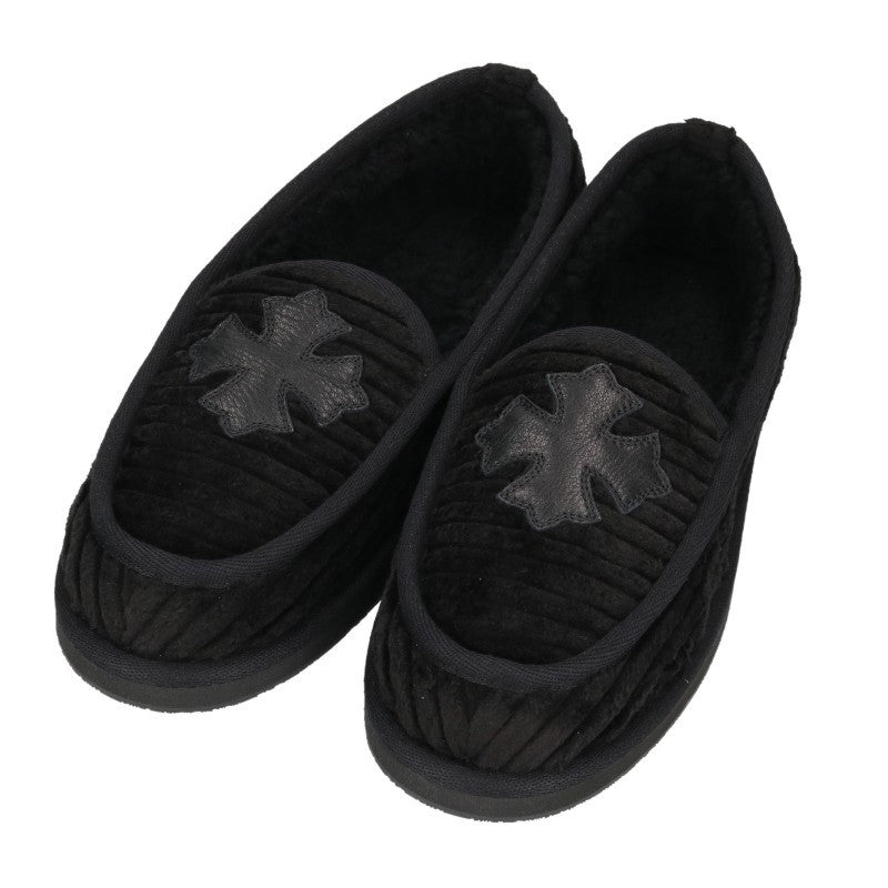 Chrome Hearts Corduroy Cross Patch Sandals Black Size EU 42