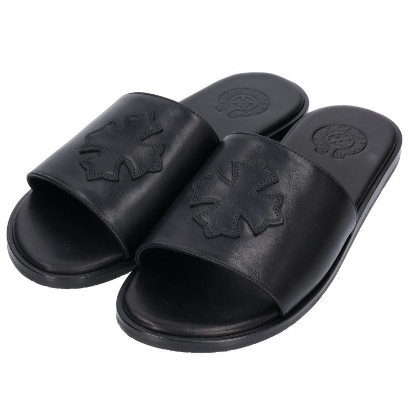 Chrome Hearts CH SLIDE LEATHER CH Sandals Black Size EU 43